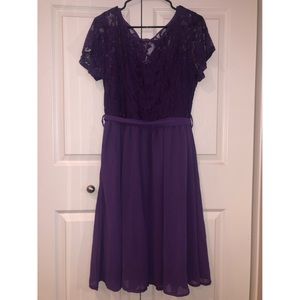 Plum Dress with lace detailing.